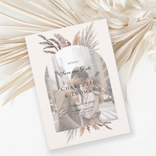 Modernes Foto Boho Pampasgras Einladung