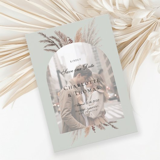 Modernes Foto Boho Pampasgras Einladung