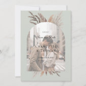 Modernes Foto Boho Pampasgras Einladung (Vorderseite)