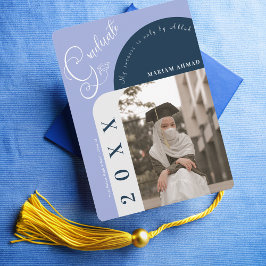 Modernes Foto Bold Navy Blue Islamischer Abschluss Einladung