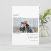 Modernes Foto Bridal White Einladung (Stehend Vorderseite)