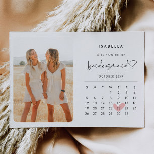Modernes Foto Bridesmaid Vorschlag Calendar Einladung