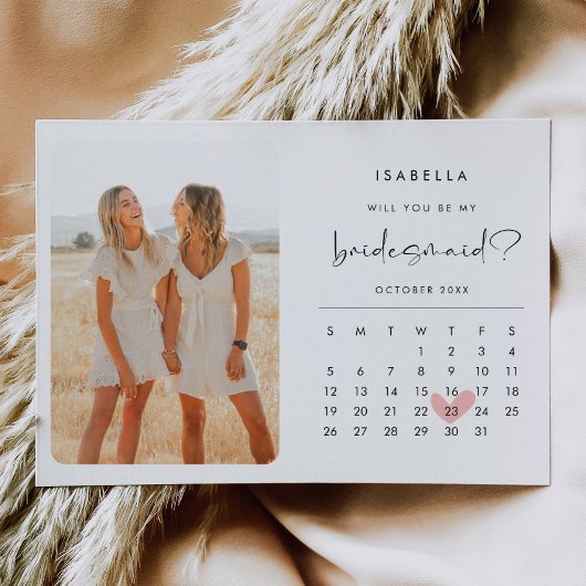 Modernes Foto Bridesmaid Vorschlag Calendar Einladung