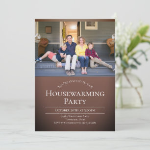 Modernes Foto Brown White Housewarming Einladung