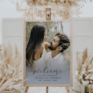 Modernes Foto Calligraphy Dusty Blue Poster