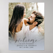 Modernes Foto Calligraphy Dusty Blue Poster (Vorne)