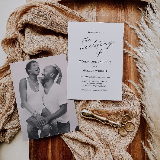 Modernes Foto Chic Calligraphy Elegante Hochzeit Einladung