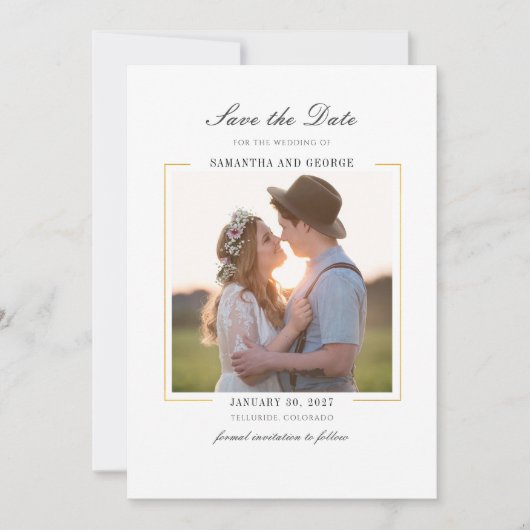 Modernes Foto Chic Elegante Save The Date (Vorderseite)