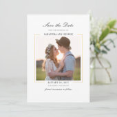Modernes Foto Chic Elegante Save The Date (Stehend Vorderseite)