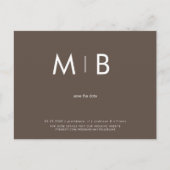 Modernes Foto Chocolate Monogram Save the Date Postkarte (Vorderseite)