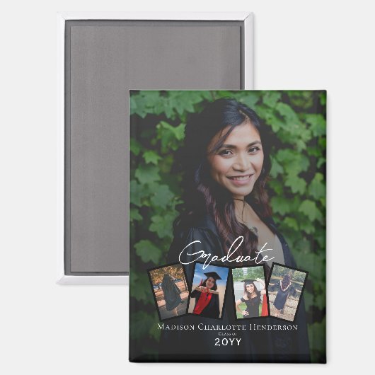 Modernes Foto Collage Abschluss Keepake Magnet (Vorderseite/Rückseite)