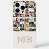 Modernes Foto Collage Beige Anfangsmonogramm Case-Mate iPhone Hülle (Rückseite)