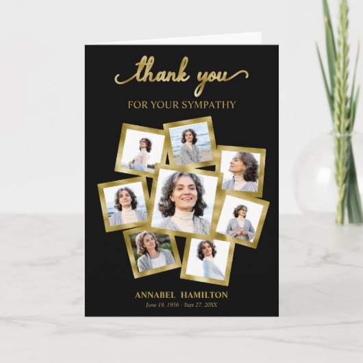 Modernes Foto Collage Beileid Vielen Dank für Ihre Karte (Vorderseite)