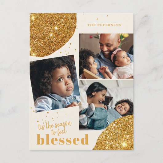 Modernes Foto Collage Familie Weihnachtsfeiertag Postkarte (Vorderseite)