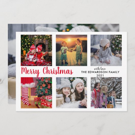 Modernes Foto Collage Frohe Weihnachten (Vorne/Hinten)