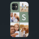 Modernes Foto Collage grün erste Monogramm Case-Mate iPhone Hülle<br><div class="desc">Moderne Foto-Collage zeigt grüne erste Monogramm-Design. Ein modernes Design Multi-Foto Design. Ändern Sie die Farbe,  um sie anzupassen. Teil einer Sammlung.</div>
