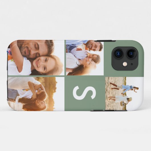 Modernes Foto Collage grün erste Monogramm Case-Mate iPhone Hülle (Rückseite (Horizontal))
