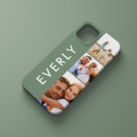 Modernes Foto Collage grün erste Monogramm Case-Mate iPhone Hülle<br><div class="desc">Moderne Foto-Collage zeigt grüne erste Monogramm-Design. Ein modernes Design Multi-Foto Design. Ändern Sie die Farbe,  um sie anzupassen. Teil einer Sammlung.</div>