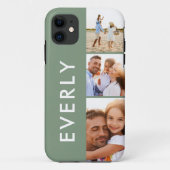 Modernes Foto Collage grün erste Monogramm Case-Mate iPhone Hülle (Rückseite)