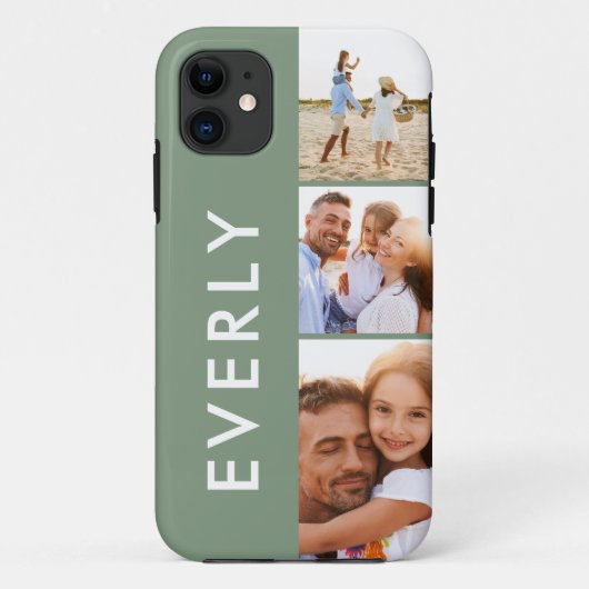 Modernes Foto Collage grün erste Monogramm Case-Mate iPhone Hülle (Rückseite)