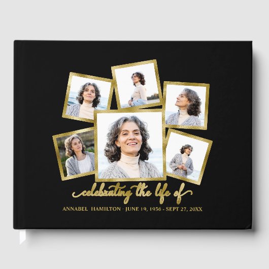 Modernes Foto Collage Memorial oder Beerdigung Gue Gästebuch (Vorderseite)