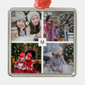 Modernes Foto Collage mit Monogramm Weihnachten Ornament Aus Metall (Vorne)