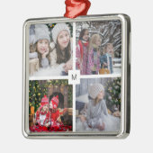 Modernes Foto Collage mit Monogramm Weihnachten Ornament Aus Metall (Links)