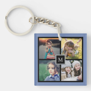Modernes Foto-Collage Monogramm Schlüsselanhänger