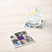 Modernes Foto Collage Picture Grid Rechteckiger Pappuntersetzer (Vor Ort)