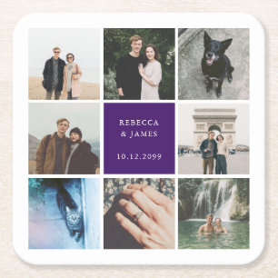 Modernes Foto Collage Picture Grid Rechteckiger Pappuntersetzer