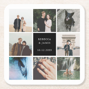Modernes Foto Collage Picture Grid Rechteckiger Pappuntersetzer
