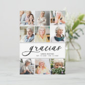 Modernes Foto Collage Spanische Beerdigung Dankeskarte (Stehend Vorderseite)