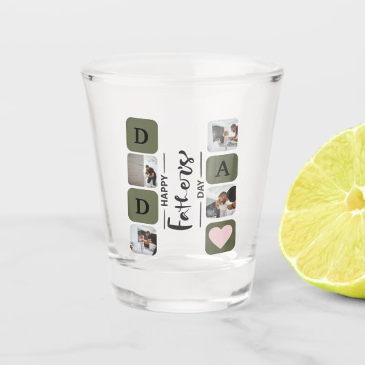 Modernes Foto Collage Vatertag Shot Glas (Vorderseite)