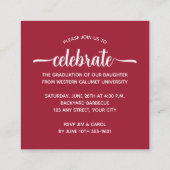 Modernes Foto Crimson Abschluss Begleitkarte (Rückseite)