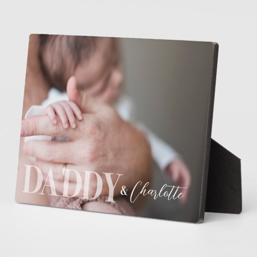 Modernes Foto Daddy & Baby Name Keepake Fotoplatte (Seite)