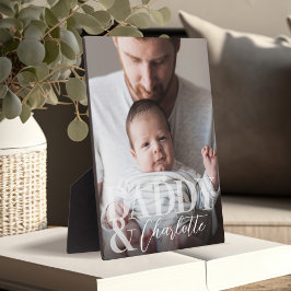 Modernes Foto Daddy & Baby Name Keepake Fotoplatte