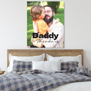 Modernes Foto Daddy & Baby Name Keepake Leinwanddruck