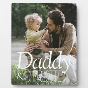 Modernes Foto Daddy & Baby Name Vatertag Fotoplatte