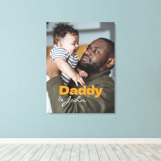 Modernes Foto Daddy & Son Name Keepake Leinwanddruck (Insitu (Holzboden))