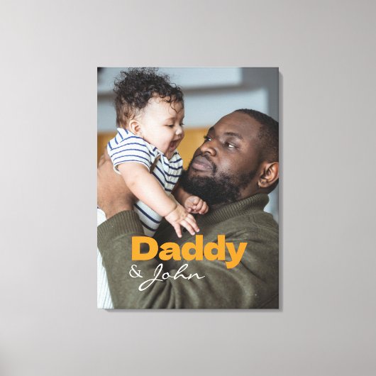 Modernes Foto Daddy & Son Name Keepake Leinwanddruck (Vorderseite)