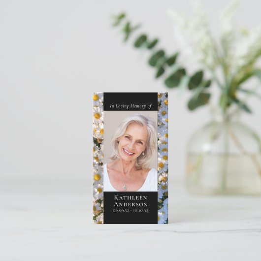 Modernes Foto Daises Gedenkkarten Telefonnummerkarte (Stehend Vorderseite)