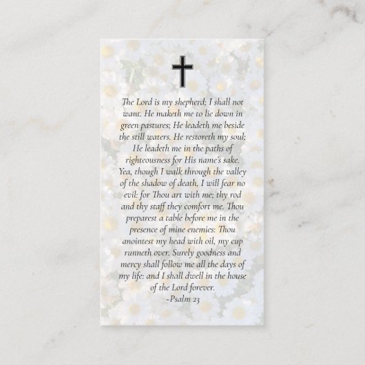 Modernes Foto Daises Gedenkkarten Telefonnummerkarte (Rückseite)