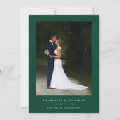 Modernes Foto dank grüner Hochzeit Dankeskarte (Vorderseite)