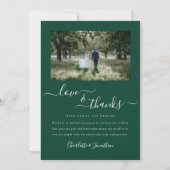 Modernes Foto dank grüner Hochzeit Dankeskarte (Rückseite)