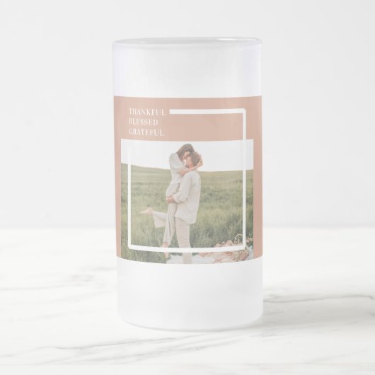 Modernes Foto | Dankbar gesegnet dankbar Mattglas Bierglas (Mittel)
