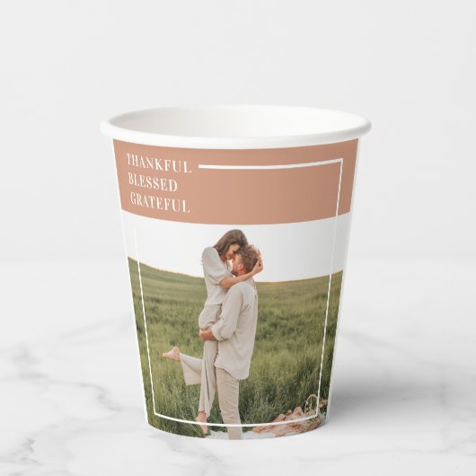 Modernes Foto | Dankbar gesegnet dankbar Pappbecher (Vorderseite)