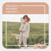 Modernes Foto | Dankbar gesegnet dankbar Quadratischer Aufkleber (Vorderseite)