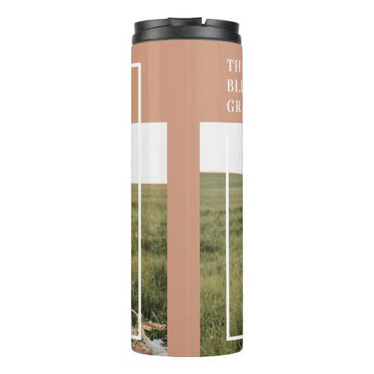 Modernes Foto | Dankbar gesegnet dankbar Thermosbecher (Rückseite)