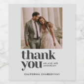 Modernes Foto Danke Gastgeschenk Hochzeit Weinetikett (Einzelnes Label)