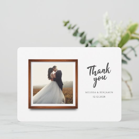 Modernes Foto Dankeskarte (Stehend Vorderseite)